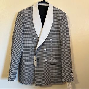 RON TOMSON R174  double breasted suit- beige black 1 Blazer, size 40